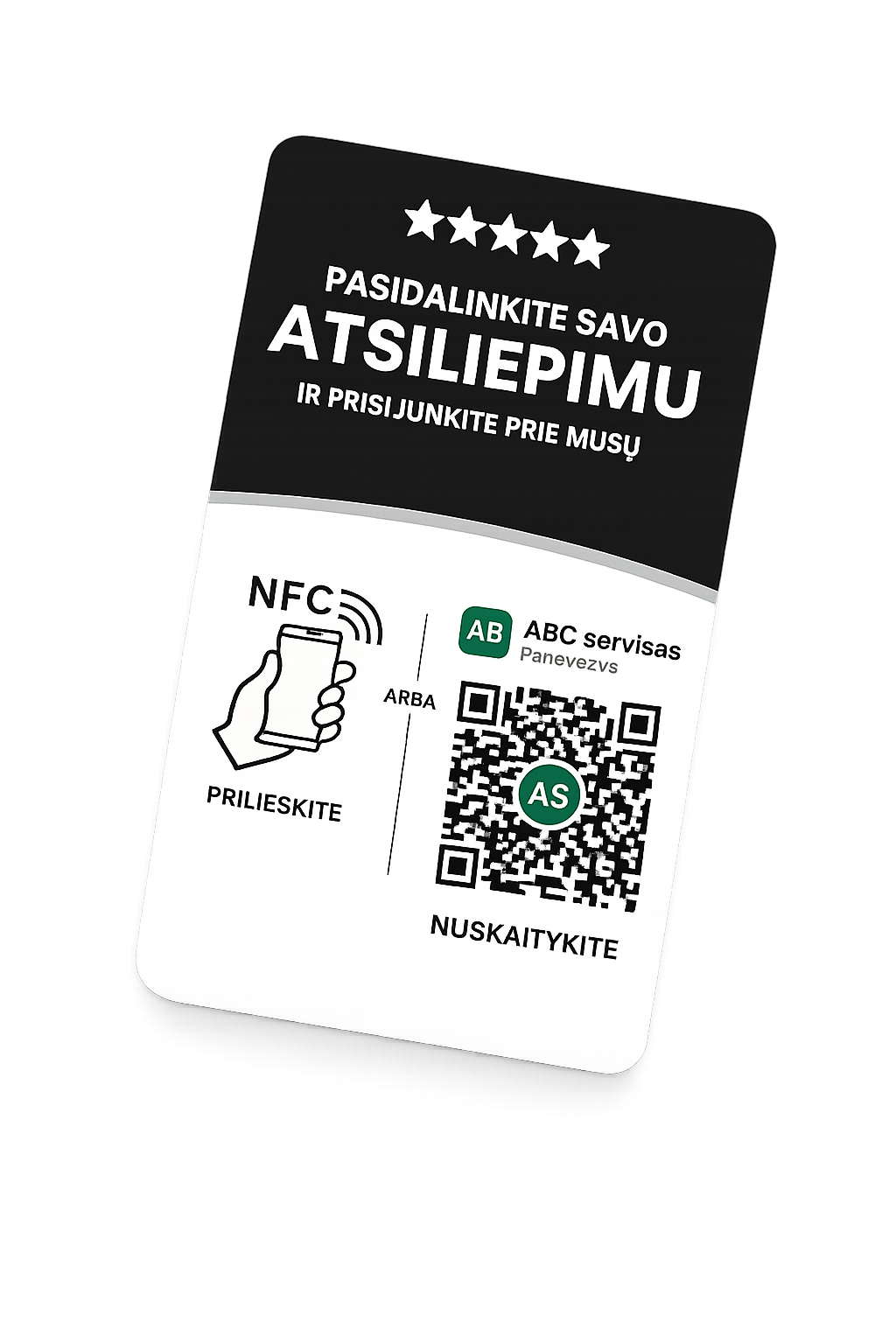 NFC ir QR kortelė